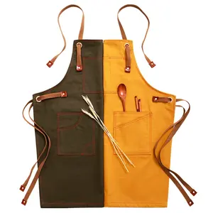 Adjustable Denim Bib Apron Work Smock Jean Apron for Men & Women Salon Barber Hairdressers BBQ Grill