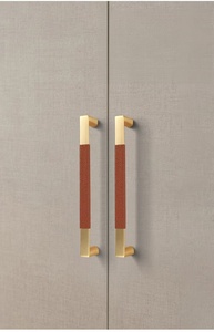 Hot Sale Nordic Zinc Alloy Real Cowhide Leather Handle for Cabinets Grey Black <strong>Gold</strong> Brown Wardrobe Handles Luxury - Product Image 4