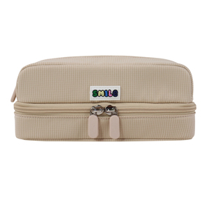 SENDA Estuche Simple de Nailon para Lápices con Parche de Sonrisa, Cierre de Doble Cremallera, Bolsa de Almacenamiento de Papelería Tamaño A5 - Product Image 1