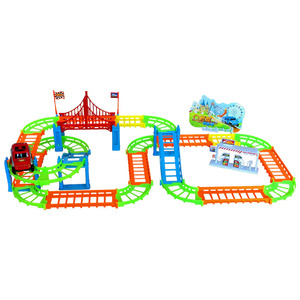 Ensemble de voitures électriques sur rail, 73 pièces, avec pont et boucle, pour enfants de 4 à 6 ans, jouet en plastique NO.1601 - Product Image 2