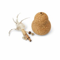 Juguete para Gatos YAOYUE de Corcho Natural con Pluma Intercambiable, Juguete Interactivo con Base Oscilante