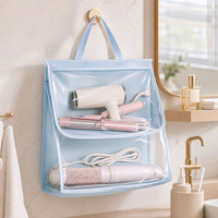 Sac de rangement mural moderne en PVC transparent pour salle de bain, étanche, pour téléphone, vêtements, sèche-cheveux et accessoires