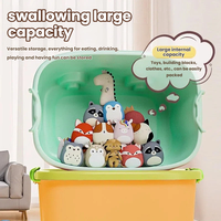 Grande boîte de rangement pour jouets d'enfants, empilable, pour vêtements et jouets, organisateur en plastique, design de dessin animé, bac de rangement avec roulettes