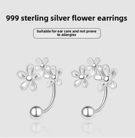 Boucles d'oreilles Ganku en argent pur S999 pour femmes, design mignon à trois petites fleurs, cadeaux de fête frais et doux