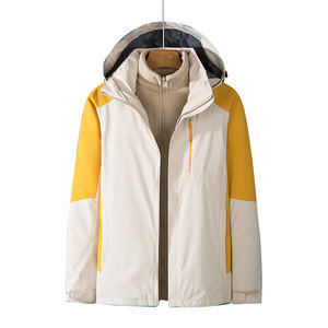 Giacca Impermeabile Traspirante Tre-in-Uno Bianca OEM per Escursionismo all'Aperto, Giacca <span class=keywords><strong>da</strong></span> <span class=keywords><strong>Lavoro</strong></span> Antivento con Abbinamento di Colori - Product Image 1