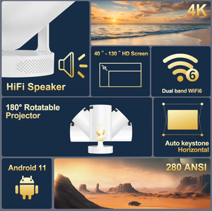 H96 Max Hy300 Pro Mini Chiếu Xách Tay LED 4K Video Với Full HD Thông Minh Android 11 Google Ứng Dụng Cho Nhà Sử Dụng - Product Image 4