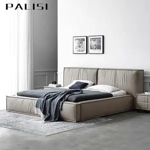 Simple Tofu Shape Bed Design Creative Designer Nappa Leather Bed Set Home furniture Customize Modern Nordic Fabric Diamond Bed