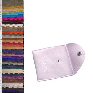 Bolsa de Joyería de Gamuza Color Lavanda Violeta con Logotipo Personalizado, Bolsa para Anillos con Botón de Presión de Tela - Product Image 5