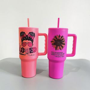 Mug de voyage personnalisé 40 oz, gobelet isotherme vierge en acier inoxydable pour sublimation H3.0 40 oz avec poignée et paille - Product Image 4