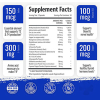 Capsules de Soutien Thyroïdien en Emballage OEM, 60 Unités Chacune, Soutien Immunitaire Formulé à l'Ashwagandha, Vente Chaude à Base de Plantes Naturelles