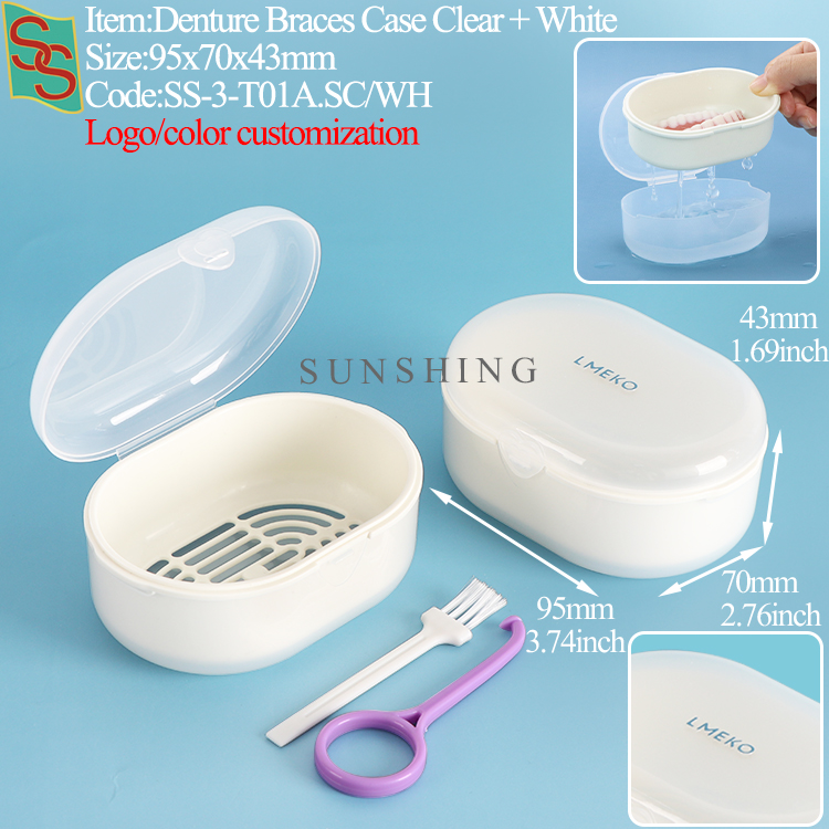 T01A Denture Braces Case Clear + White