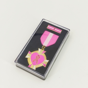 Médaille personnalisée pas chère, unique, avec ruban rose, en métal plaqué, émail coloré, pailletée, pour la Fiesta, ensemble cadeau de sensibilisation au <span class=keywords><strong>cancer</strong></span> du <span class=keywords><strong>sein</strong></span> - Product Image 2