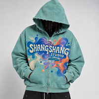 Fabricantes de Ropa Personalizada, Sudadera con Capucha de Felpa Francesa Gruesa, Estampado Gráfico DTG, Estilo Vintage, Lavado Ácido, Desgastado