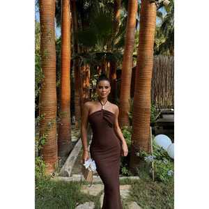 Robe de soirée longue vintage avec détails en perles de café, robe de bal longue jusqu'au sol, col cœur, perles, XL, polyester, organza, naturel - Product Image 3