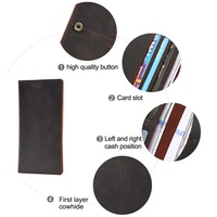 Dompet Pria Kulit Asli Berkualitas Tinggi Baiweishi Vintage, Banyak Slot Kartu, Anti RFID, Untuk Penggunaan Sehari-hari