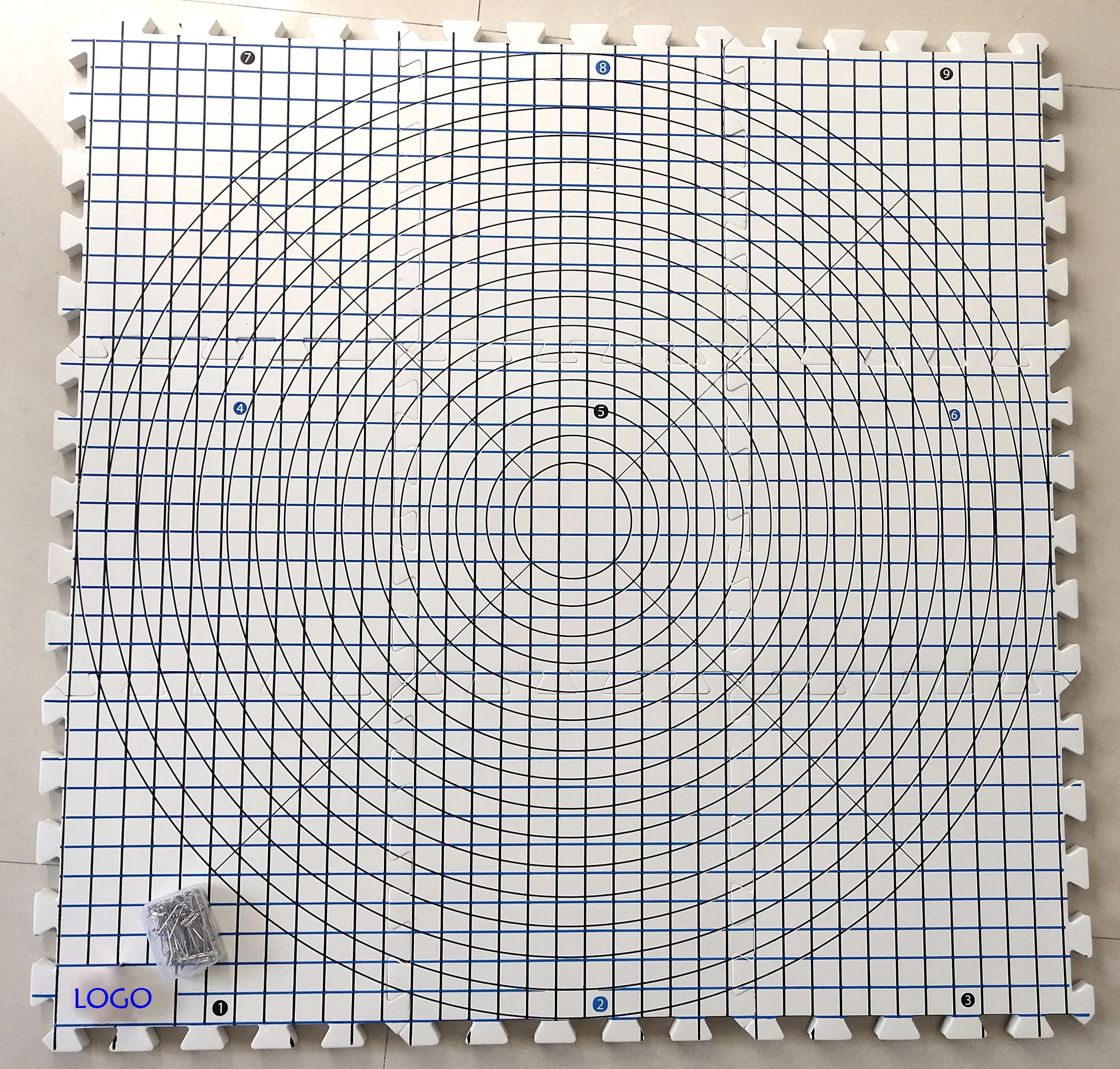 9pcs Interlocking Eva Martial Arts Foam Mat Blocking Boards With Grids Blocking Mats For Knitting with mesh bag