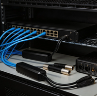 Dante 2Ch Analog Output Dongle 24-bit 96kHz PoE 802.3af XLR MALE-MALE Konverter Audio Profesional Audio Latensi 1-5ms
