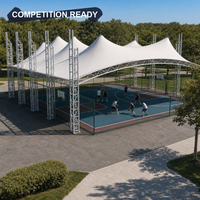 Structure de toit en membrane pour terrain de basketball, avec pignon multi-cones et treillis en acier, imperméable, résistante aux UV, translucide, taille personnalisée