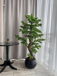 Bonsaï artificiel de pin de luxe dans un pot décoratif |   Faux réaliste fait main pour les designers d'intérieur, les hôtels - Product Image 2