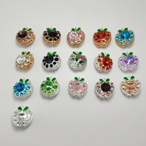 Perles en alliage en forme de pomme avec strass pour la fabrication de bijoux, perles rondes 3D double face, perles en métal - Product Image 1