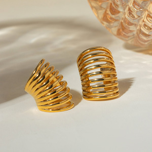 <b>Clip</b>-on Earrings Gold <b>Spring</b> Shape Geometric Design Party Jewelry - Product Image 4