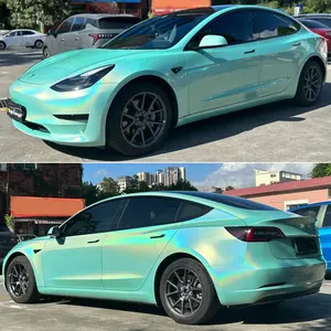 Lapisan berubah warna Laser Tiffany pembungkus mobil krom Premium vinil mobil laser pelangi warna-warni