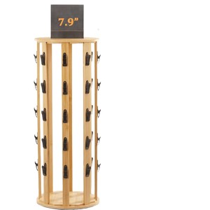 Wooden <b>Rotating</b> Snack <b>Storage</b> <b>Rack</b> 7.9 In With Clips For Desktop Organization - Product Image 1