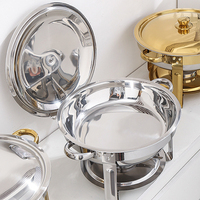 Ensemble chauffe-plats moderne TIANXING de 4,5 L, réchaud de buffet rond doré pour les fournitures d'hôtels et de restaurants