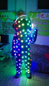 Costume <span class=keywords><strong>de</strong></span> poupée avec lumières LED, vêtement illuminé, Robot costume <span class=keywords><strong>de</strong></span> boîte <span class=keywords><strong>de</strong></span> <span class=keywords><strong>nuit</strong></span>, costume <span class=keywords><strong>de</strong></span> bal, casque d'écoute, vêtements Cosplay Halloween - Product Image 5