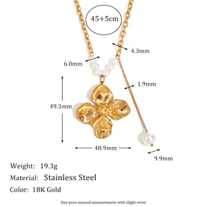 Collana elegante con ciondolo di perle imitazione fiore nuovo arrivo un pezzo placcato oro 18K gioielli in acciaio inossidabile - Product Image 3