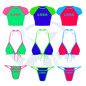 Joy Sports Produttore di Costumi da Bagno Donna 2025, Set Bikini 3 Pezzi con Logo Personalizzato, Eco-Friendly, Asciugatura Rapida, Micro Mini T-Shirt - Product Image 1