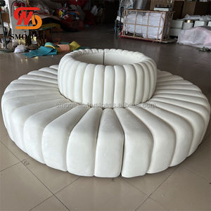 Canapé en cuir pour hôtel de mariage, canapé rond en velours blanc détachable pour la décoration de fête - Product Image 2
