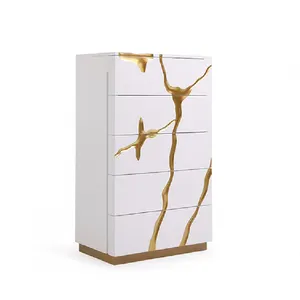 New Design Living Room Good Material Luxury Furniture High Quality White Mirrored Nightstand Home Decoration