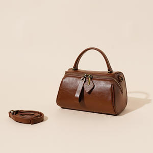 Новая женская сумка-бочонок из натуральной кожи (первый слой), модная, вместительная, универсальная, на плечо, с застежкой-молнией, модель 2025 года - Product Image 6