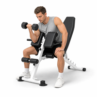 Banc de musculation réglable multifonctionnel avec fonction preacher curl et développateur de jambes pour la maison