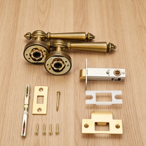 Manija de puerta interior de latón macizo con palanca estriada, sistema de cerradura de embutir con llave, herrajes de cobre puro <span class=keywords><strong>para</strong></span> proyectos - Product Image 4