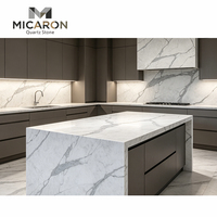 Dalles de quartz blanc Statuario poli de qualité supérieure, épaisseur 3 cm, format Jumbo, pour salle de bain de suite présidentielle