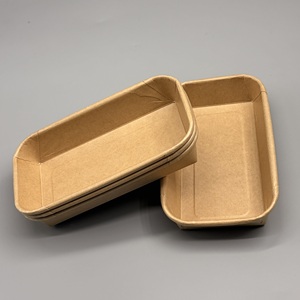 Barquette alimentaire jetable en papier biodégradable, longue et empilable, pour les en-cas cuits au four, les fruits et les salades - Product Image 3