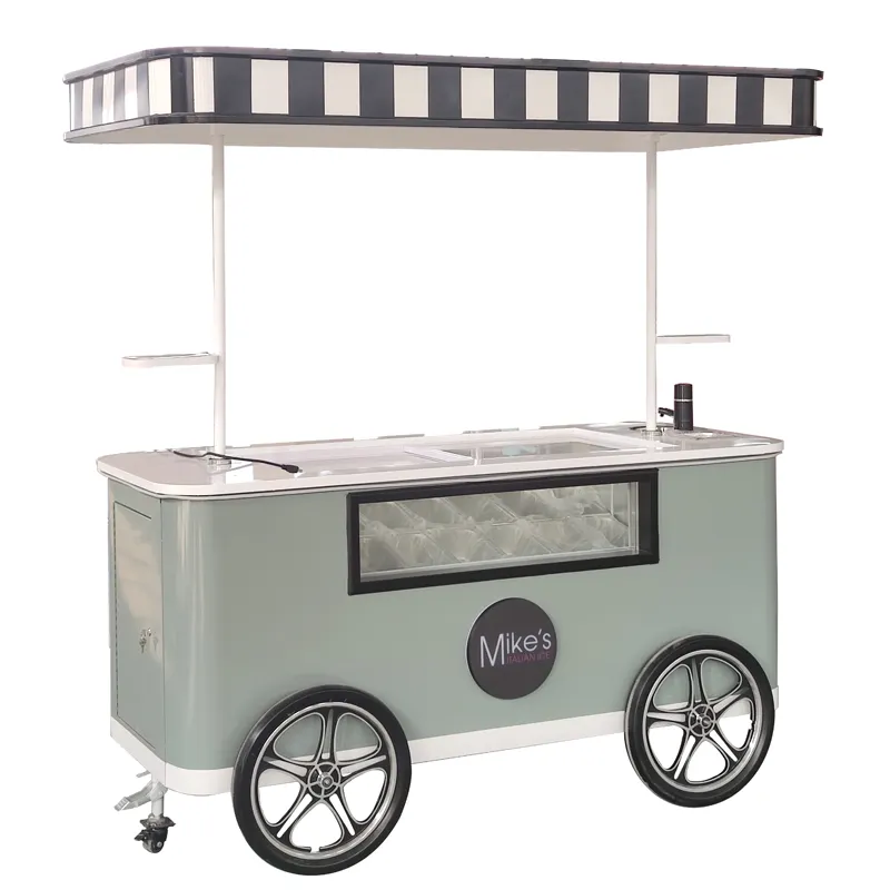 Customized Push Hard Ice Cream Cart Popsicle Cart With Showcase Good Price