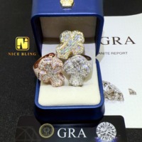 Bagues Entièrement Glaçées Diamants Baguette Croix Style Hip Hop, Bijoux Moissanite Certifiés GRA pour Hommes