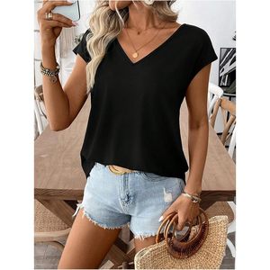 Blusa de chifón transpirable para mujer, elegante y casual, con lazo en la espalda, sin mangas, cuello en V, asimétrica, de verano - Product Image 5