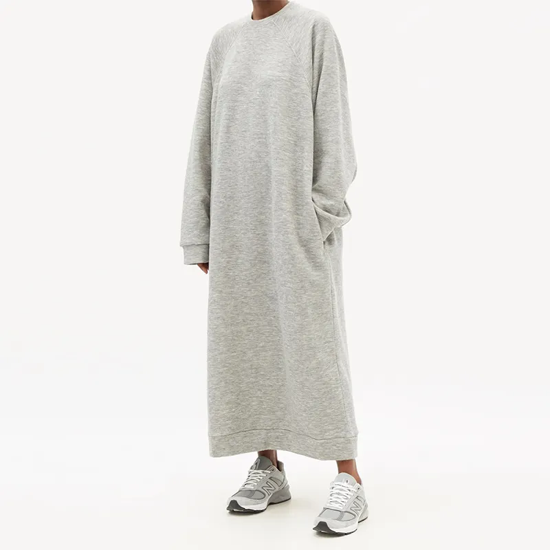 Winter Oversized Cashmere Blend Sweatshirt Dress Jersey Casual Maxi Dress