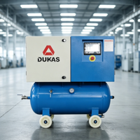 Compresseur d'air à vis 2-en-1 Plug-and-Play, lubrifié et refroidi par air, avec bloc de compression à piston, fourni directement par l'usine