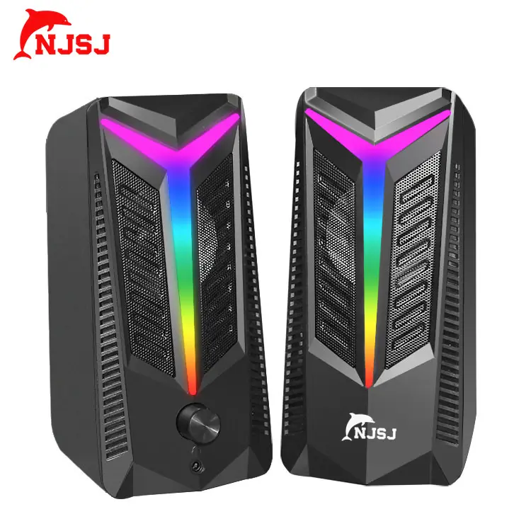 NJSJ Good Sound Quality Gaming Computer Speaker 2.0 Channel PC Computer Stereo RGB Speaker with USB Powered and 3.5mm Cable
