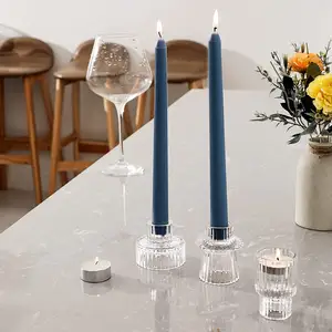 Cabe 7/8 "1.3" de vidro claro velas para pilar velas, taper velas, suporte de velas