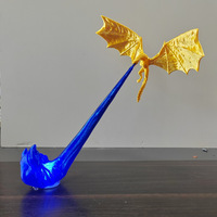 Décoration de bibliothèque en forme de dragon cracheur de feu LED, petite statue de dragon imprimée en 3D avec lumière LED, ornement de table ou d'étagère pour la maison