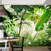 Papier peint mural moderne 3D non tissé imperméable à l'eau, motif animaux et forêt de feuilles de bananier d'Asie du Sud-Est, pour appartement, restaurant, chambre, facile à poser