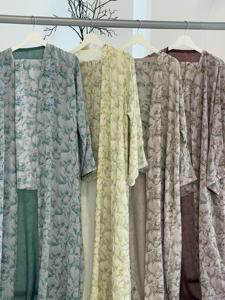 Sharut <strong>Abaya</strong> Factory OEM/ODM Luxury EID Islamic Kimono Muslim Women Dress Floral <strong>Chiffon</strong> <strong>Abaya</strong> with Matching Hijab - Product Image 5