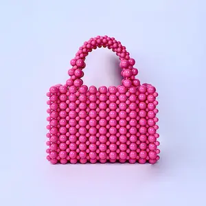 2024 Wholesale Clutch Handbag New Handmade Ladies Acrylic Crochet Woven Beaded Pearl Bags