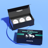 Vente en gros de boîte-cadeau de golf magnétique en papier noir de luxe boîte d'emballage de balle de golf de stratification brillante à couvercle rabattable avec insert en mousse